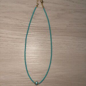 Turquoise beaded evil eye necklace